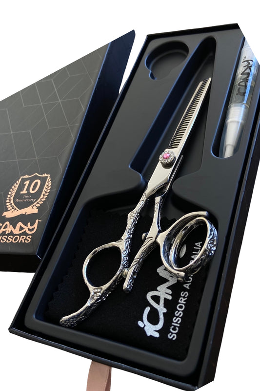 iCandy Dream Mirror Left Handed Swivel Thinning Barber Hairdressing Scissors Shears In Gift Box