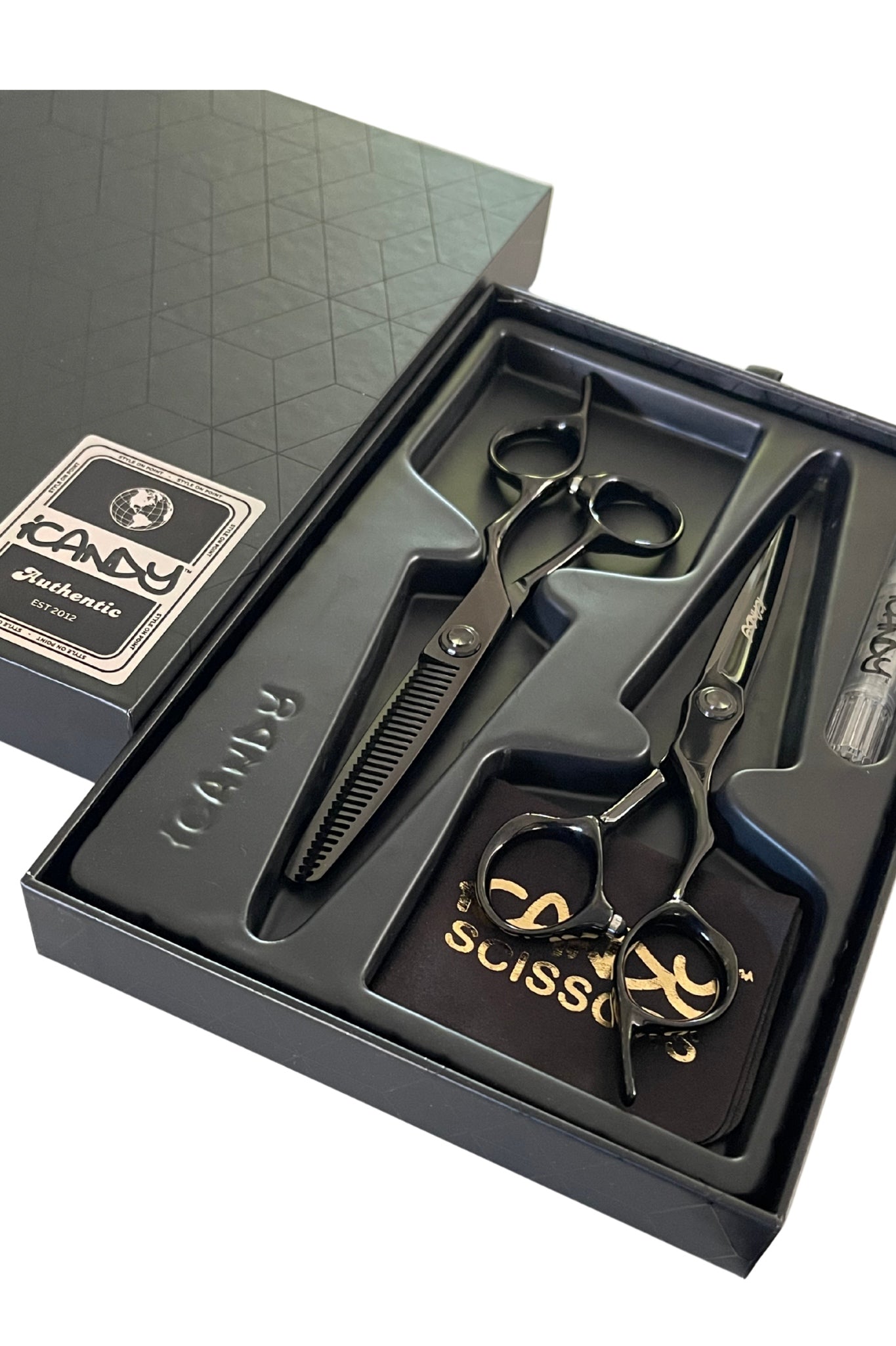 iCandy EVOLVE Midnight Black VG10 Hairdressing Barber Scissor & Thinner Bundle 6.0 inch Pic 2