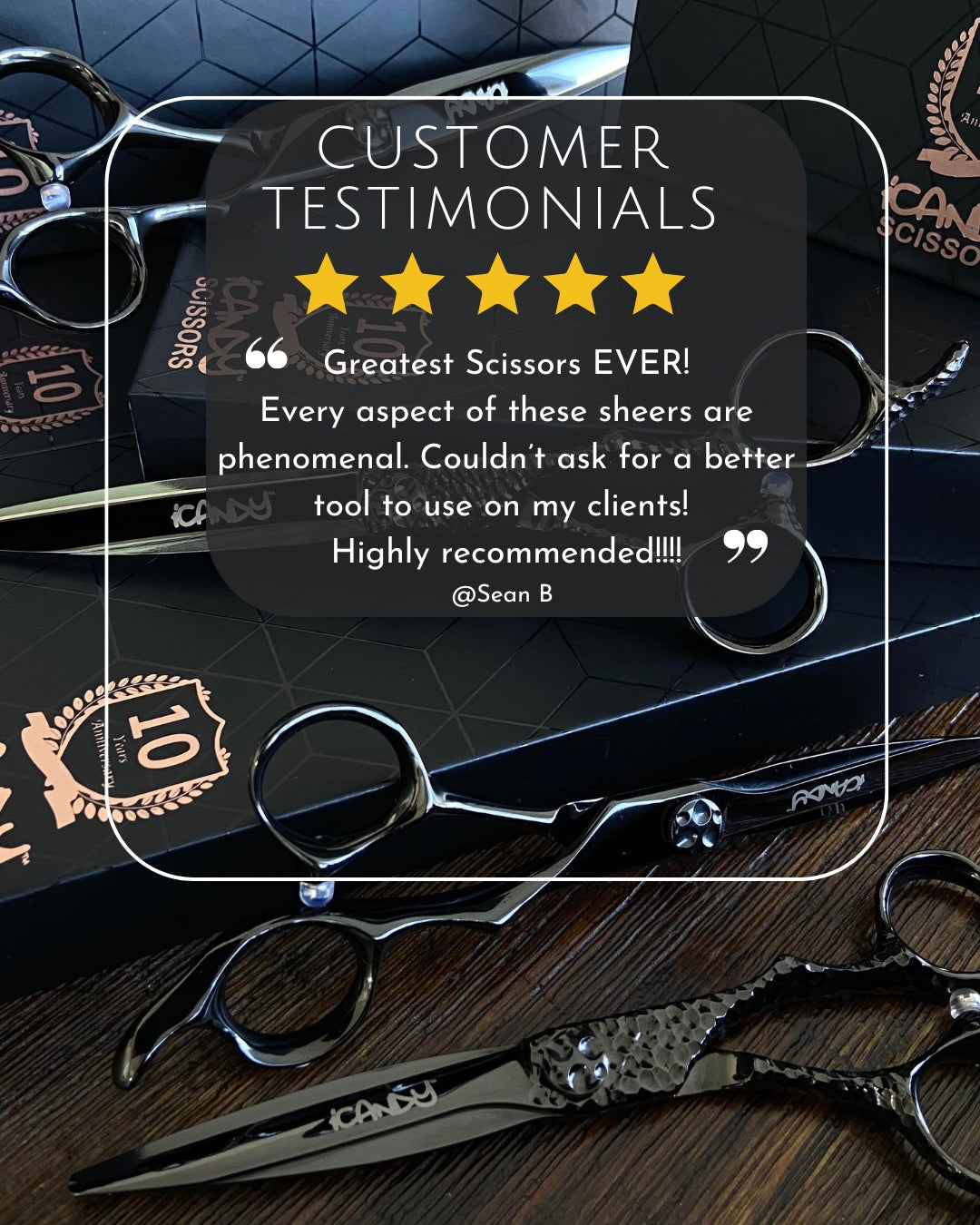iCandy Sword VG10 Midnight Black Hairdressing Barber Scissor 5 Star Customer Review Sean B