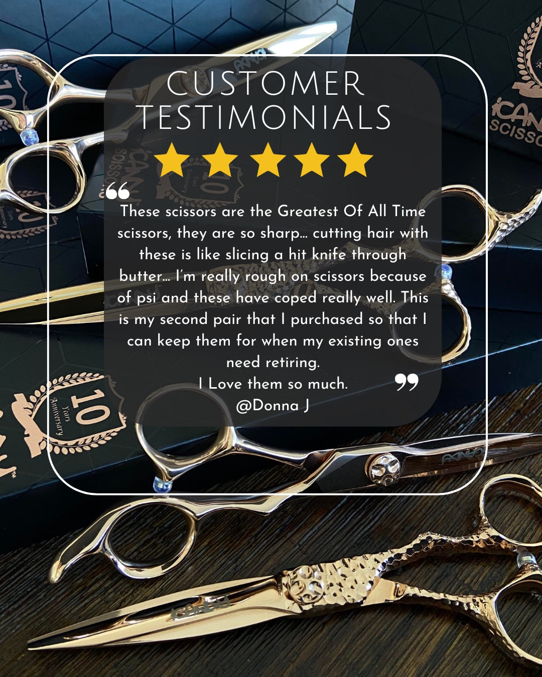 iCandy Sword Pro VG10 Rose Gold Hairdressing Barber Scissor 5 Star Customer Review Donna J