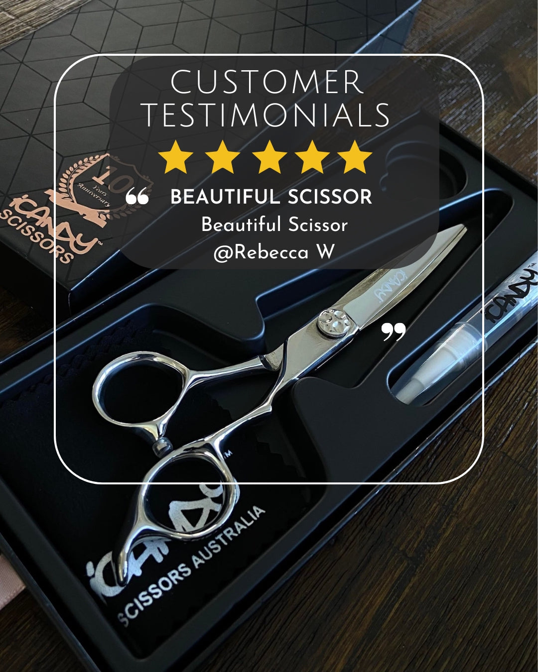 iCandy Sword VG10 Silver Hairdressing Barber Scissor 5 Star Customer Review Rebecca W