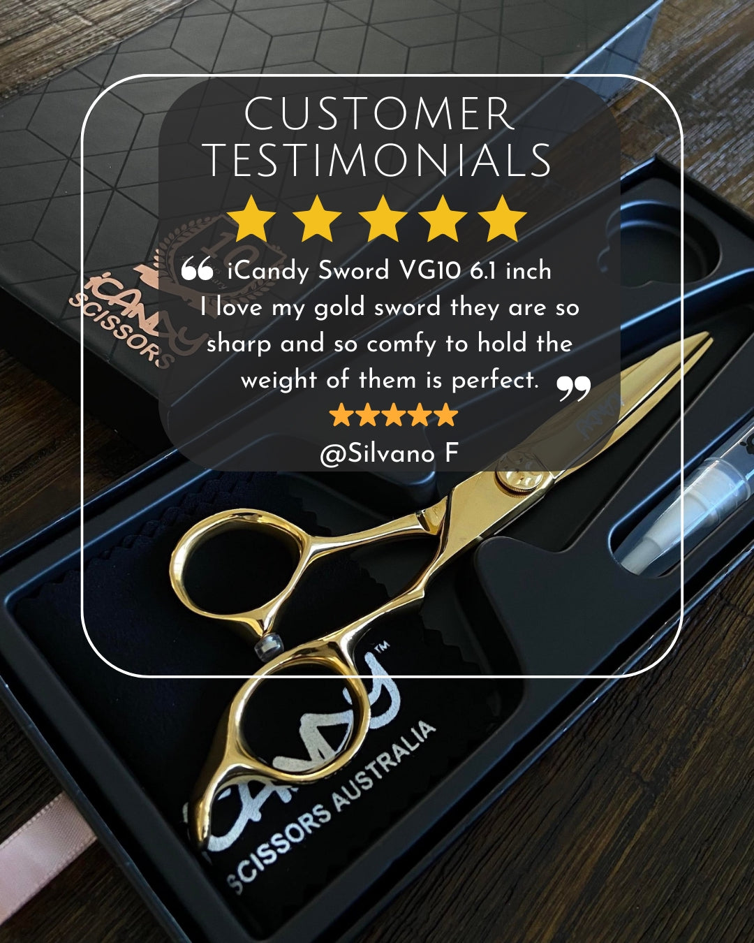 iCandy Sword VG10 Yellow Gold Hairdressing Barber Scissor 5 Star Customer Review Silvano F