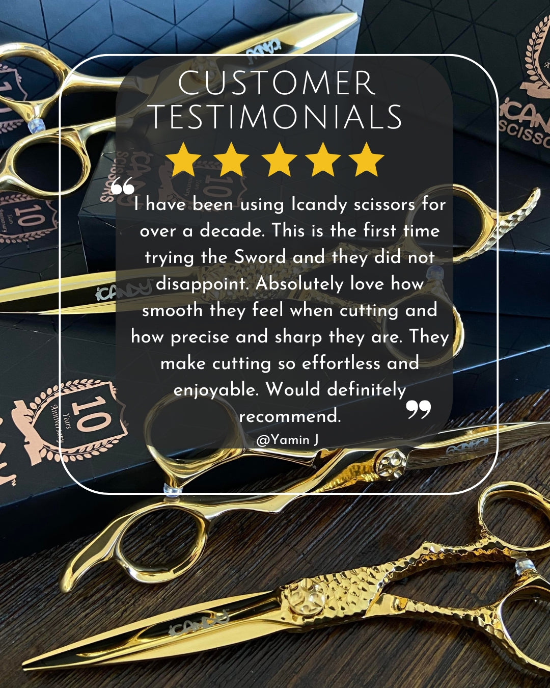 iCandy Sword VG10 Yellow Gold Hairdressing Barber Scissor 5 Star Customer Review Yamin J