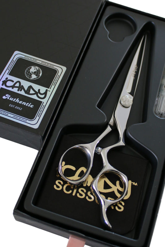 Professional iCandy ATHENA right-handed 6.5 inch hairdressing barber scissor shear for precision salon cutting in gift box.