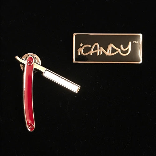 iCandy Barber Red Cut Throat Razor Lapel Pin - iCandy Scissors
