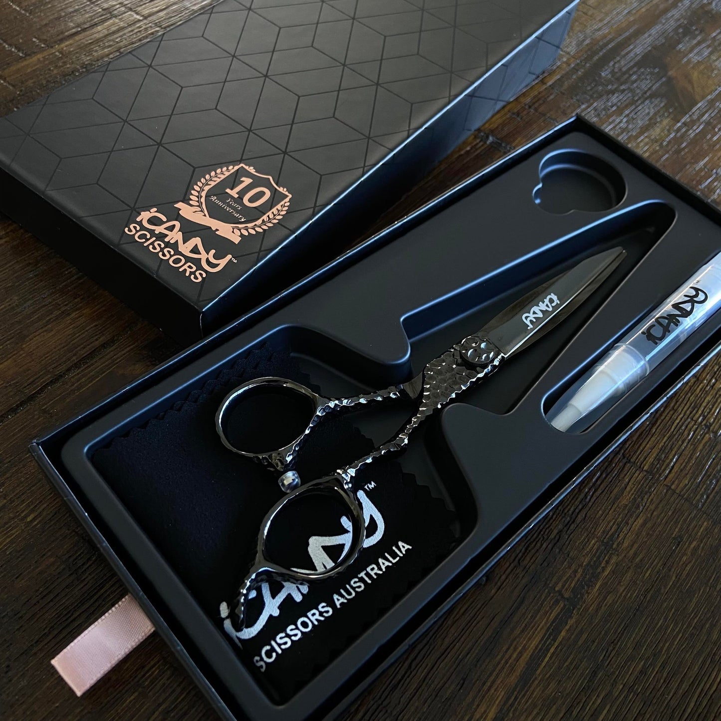 Luxury iCandy SWORD PRO VG10 Midnight Black hairdressing scissor 6.1 inch – professional barber shears with presentation gift box