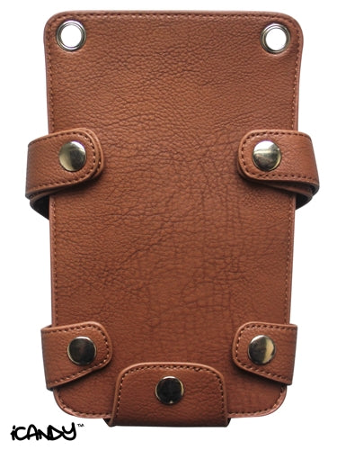 Back view of iCandy Scissors luxury brown 6-piece pouch – elegant storage case for professional hairdressing and barber scissors.”