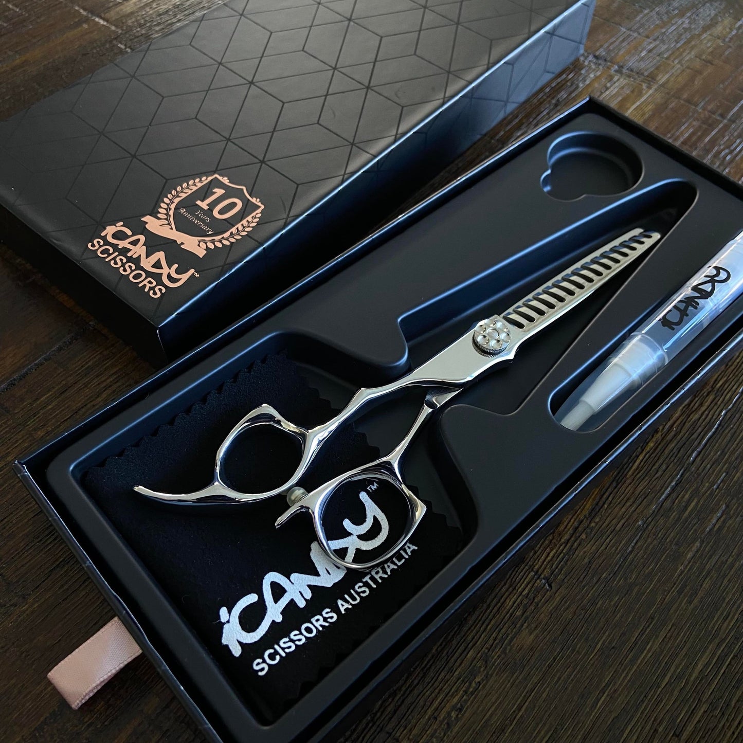 iCandy ALL STAR Silver LEFT HANDED Texturize Scissor 6.0" Open Box