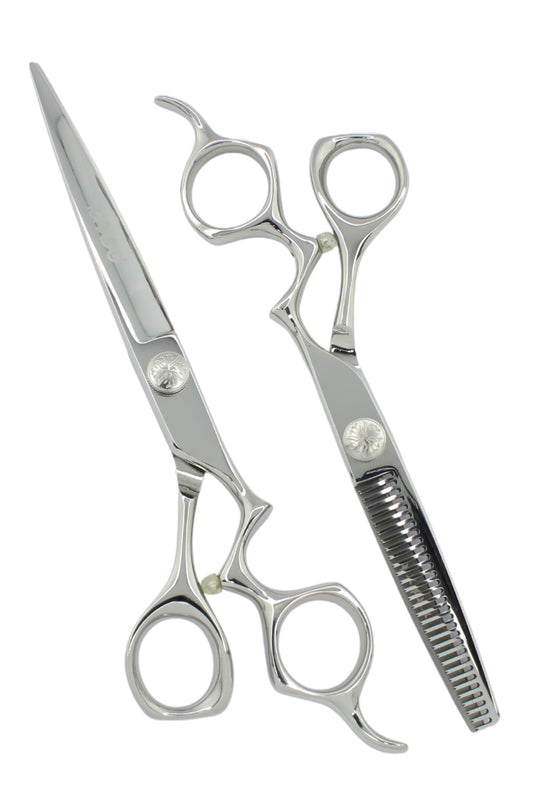 iCandy ATHENA Right-Handed Barber Hairdresser Scissor & Thinner Bundle 7.0/6.0 inch – professional Japanese steel set.
