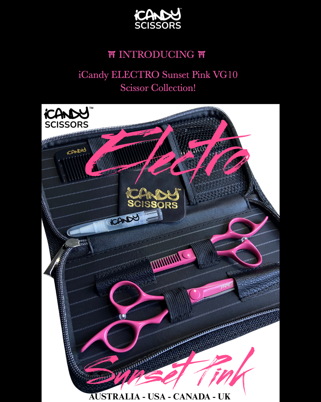 🩷 NEW iCandy ELECTRO Sunset Pink VG10 Hairdressing Barber Scissors Collection 🩷