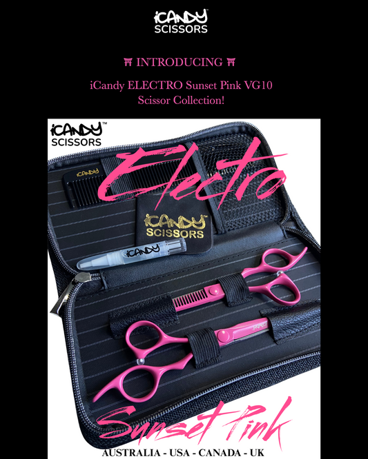 🩷 NEW iCandy ELECTRO Sunset Pink VG10 Hairdressing Barber Scissors Collection 🩷