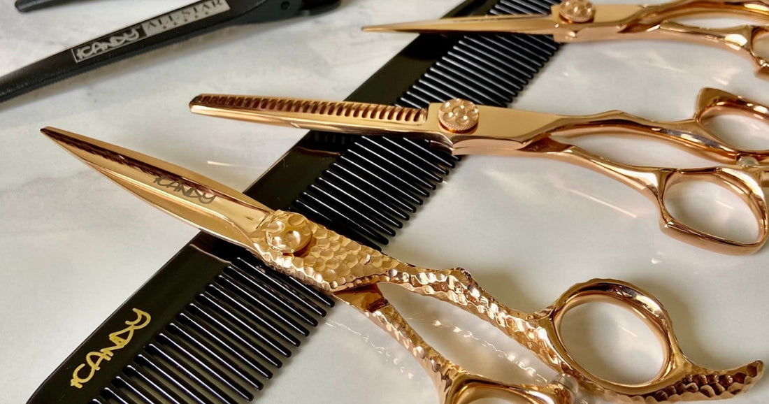iCandy Rose Gold professional hairdressing scissors documented 23 February 2015 – iCandy Scissors Australia historical archive