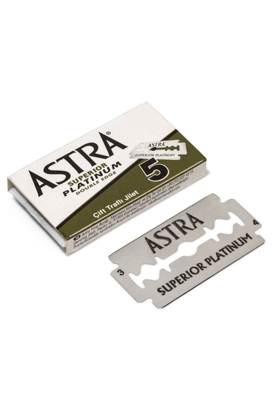 Astra Platinum stainless steel double edge barber razor blades pack of 5 – smooth, precise shave blades for barber cut throat razors and safety razor users