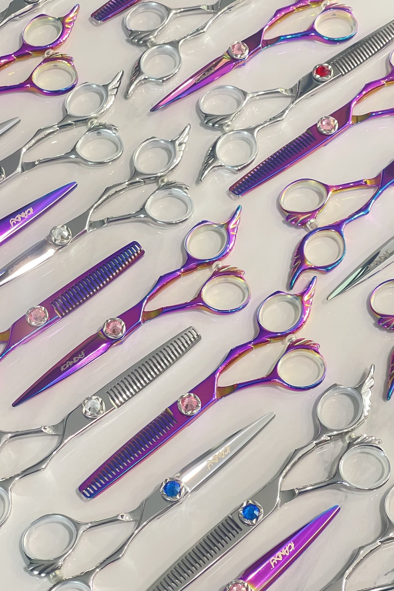 iCandy Angel Dream Collection – new colour release hairdressing and barber scissors with Japanese VG10 steel and Pink & Golden Rainbow Nano Titanium finish