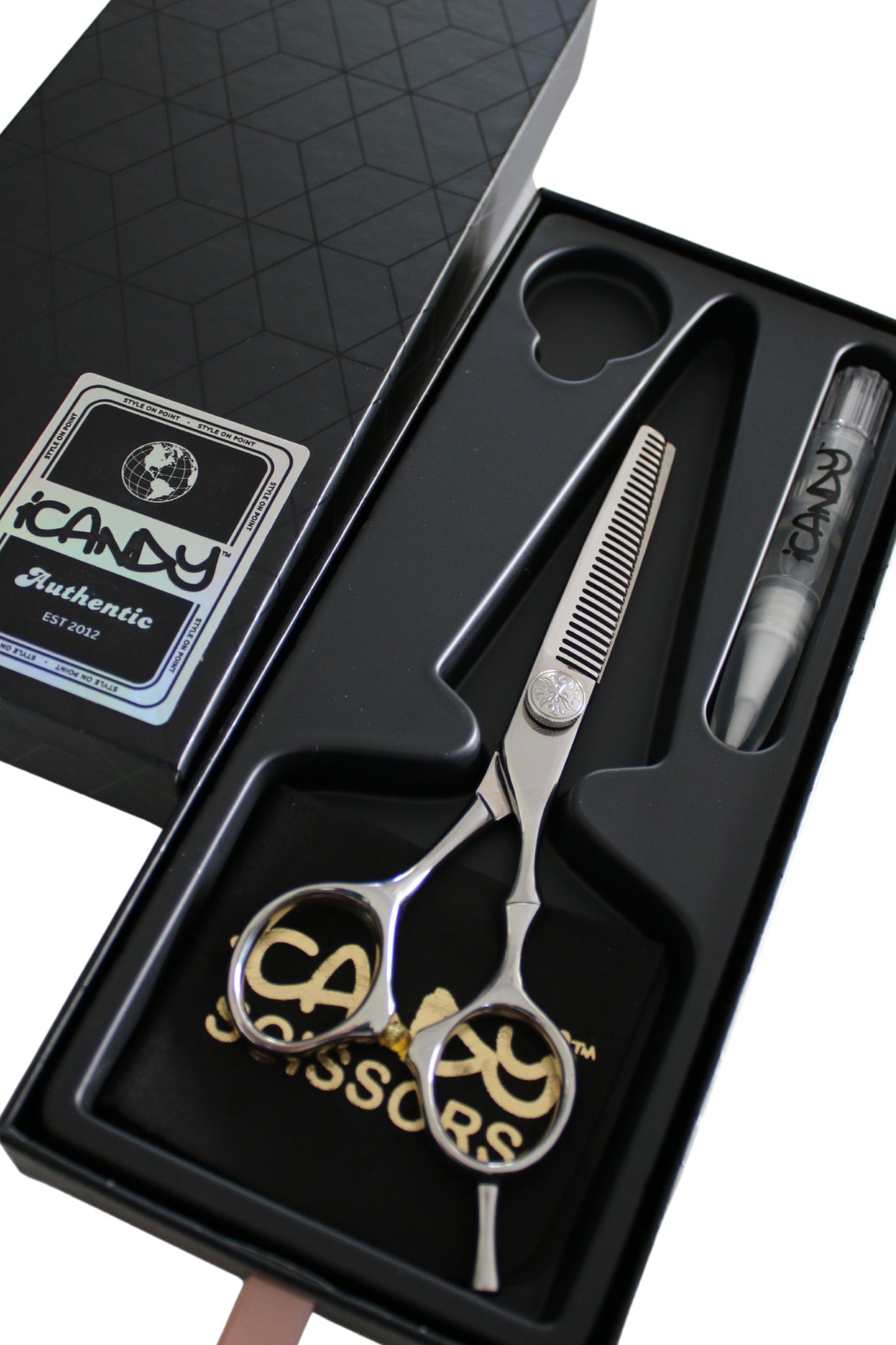 iCandy Goddess Aphrodite T-Thinning Scissors 5.5 inch – professional hairdressing thinning scissors with ergonomic T-handle design