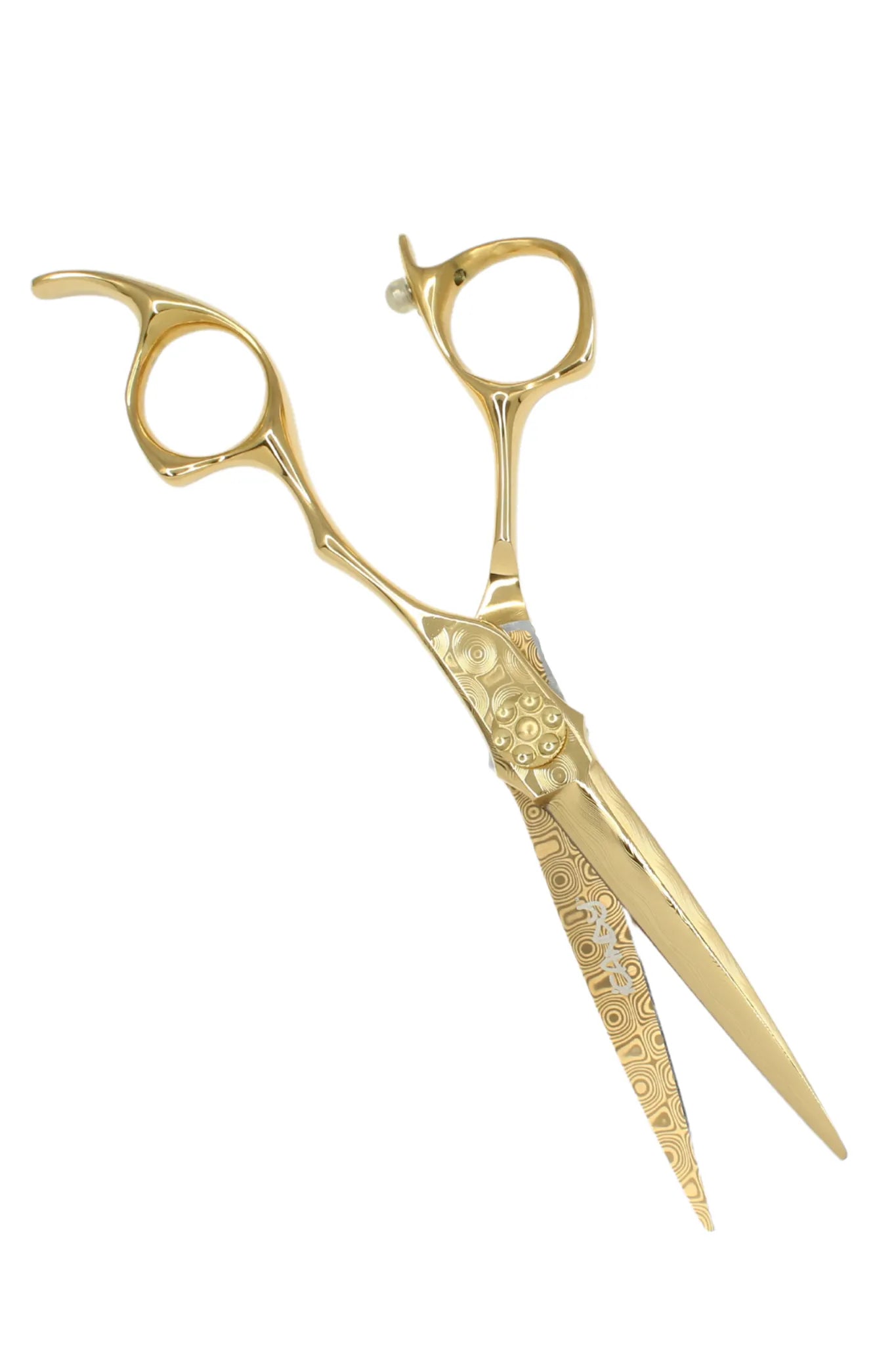 Rare iCandy ALL STAR Damascus Yellow Gold Limited Edition 6.0 inch professional hairdressing scissors representing the final production of the iconic ALL STAR Legacy Collection, handcrafted from premium Damascus steel for collectors, hairdressers and barbers.