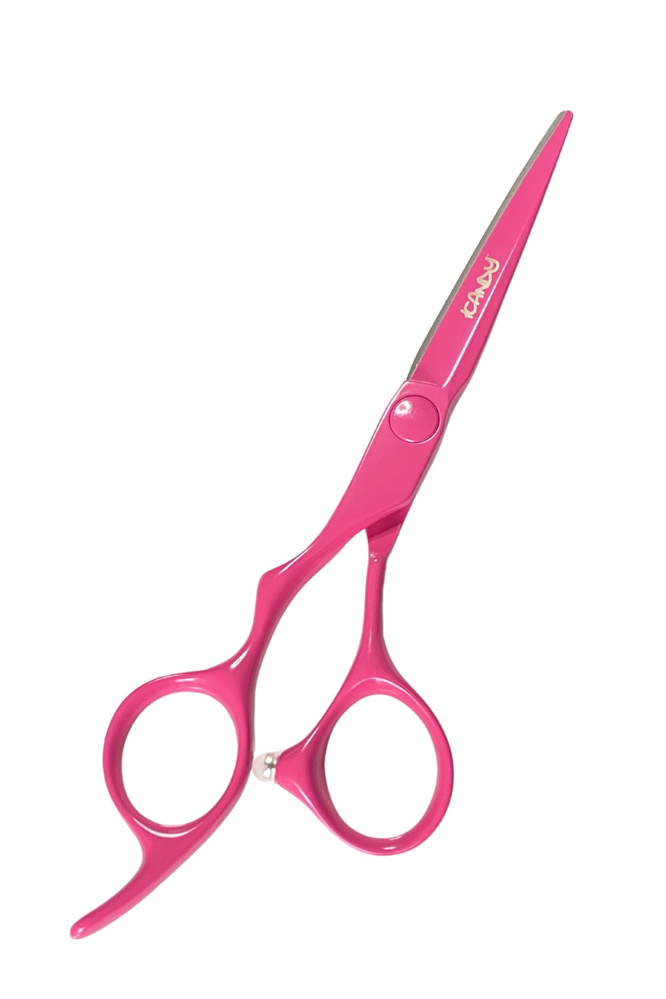 iCandy ELECTRO VG10 Left-Handed Hair Scissor 5.5-inch in Sunset Pink – professional Japanese steel scissors, ergonomic comfort, ideal for precise salon cutting