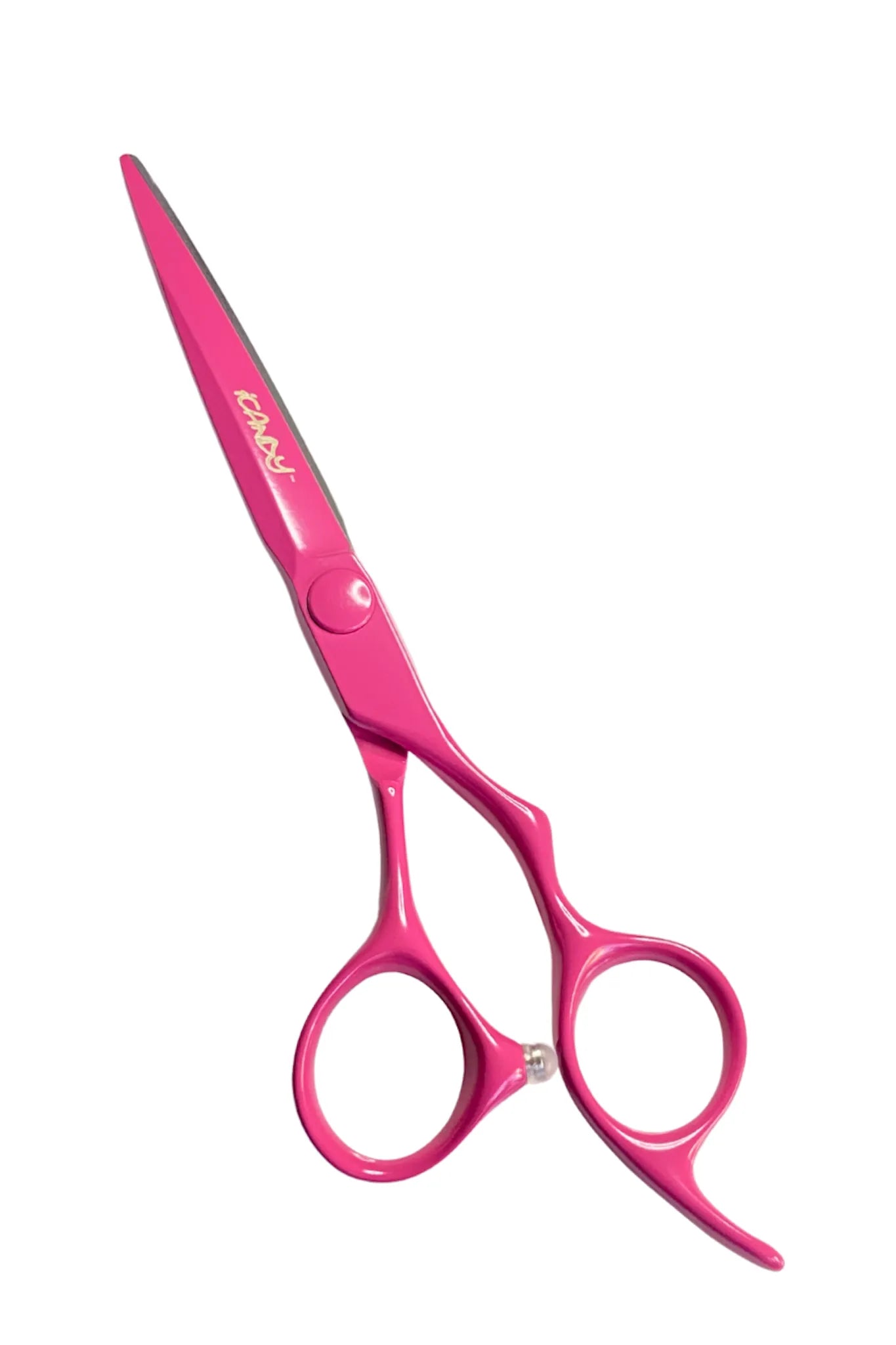 iCandy ELECTRO Sunset Pink VG10 professional hairdressing scissors 5.5 inch featuring premium Japanese VG10 steel, precision convex edge, ergonomic offset handle and signature Sunset Pink Teflon coating.