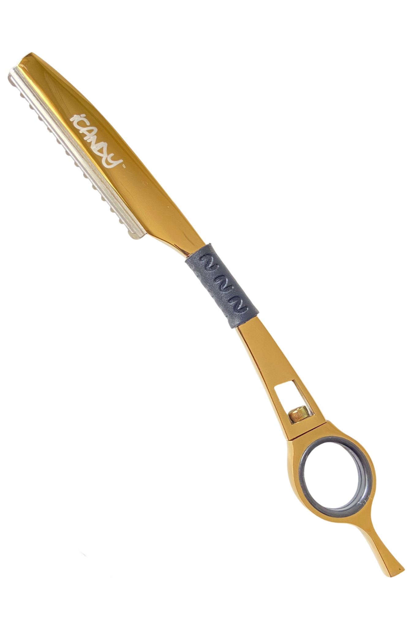 iCandy yellow gold texturising razor – lightweight feathering razor for controlled blending and precision hair cutting.