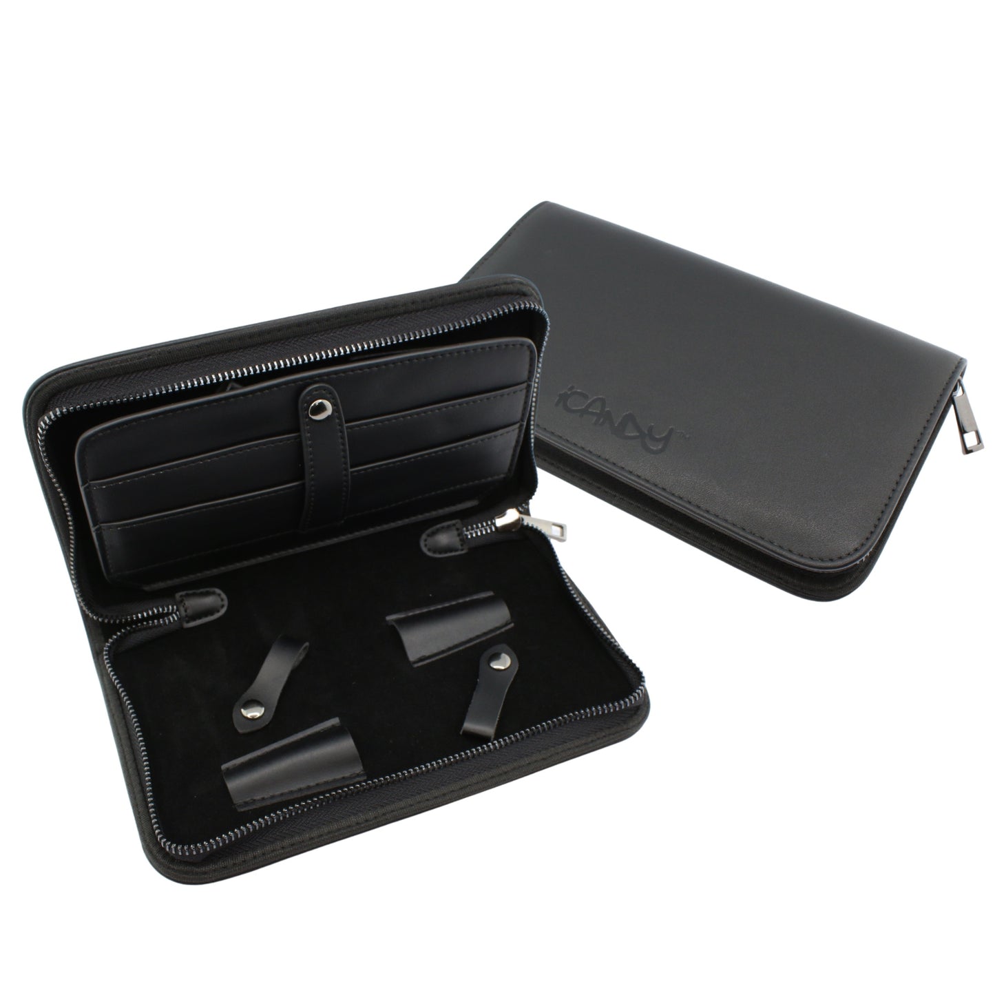 iCandy ALL STAR Black Leather 4pcs Scissor Zip Case 