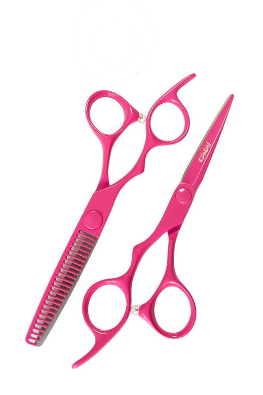 iCandy ELECTRO Sunset Pink VG10 Hairdressing Scissor & Thinner LEFT HANDED Bundle 5.5 inch