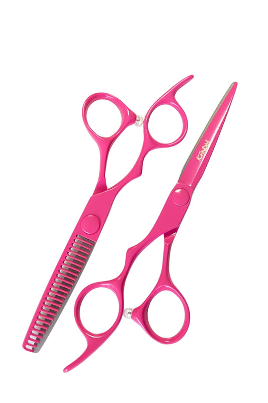 iCandy ELECTRO Sunset Pink VG10 Hairdressing Scissor & Thinner LEFT HANDED Bundle 6.0/5.5 inch
