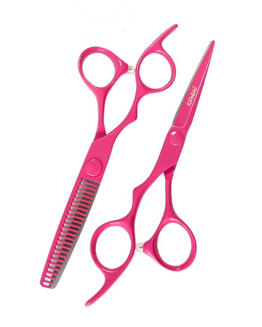 iCandy ELECTRO Sunset Pink VG10 Scissor & Thinner LEFT HANDED Bundle 5.5 inch pic1