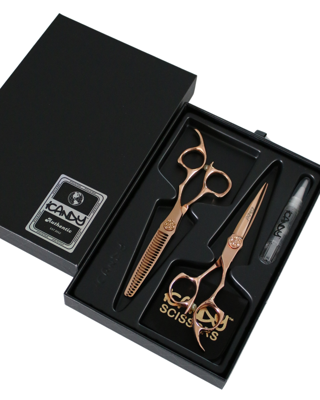 iCandy Rose Gold VG10 6.0 Scissor Thinner Bundle In Slide Box