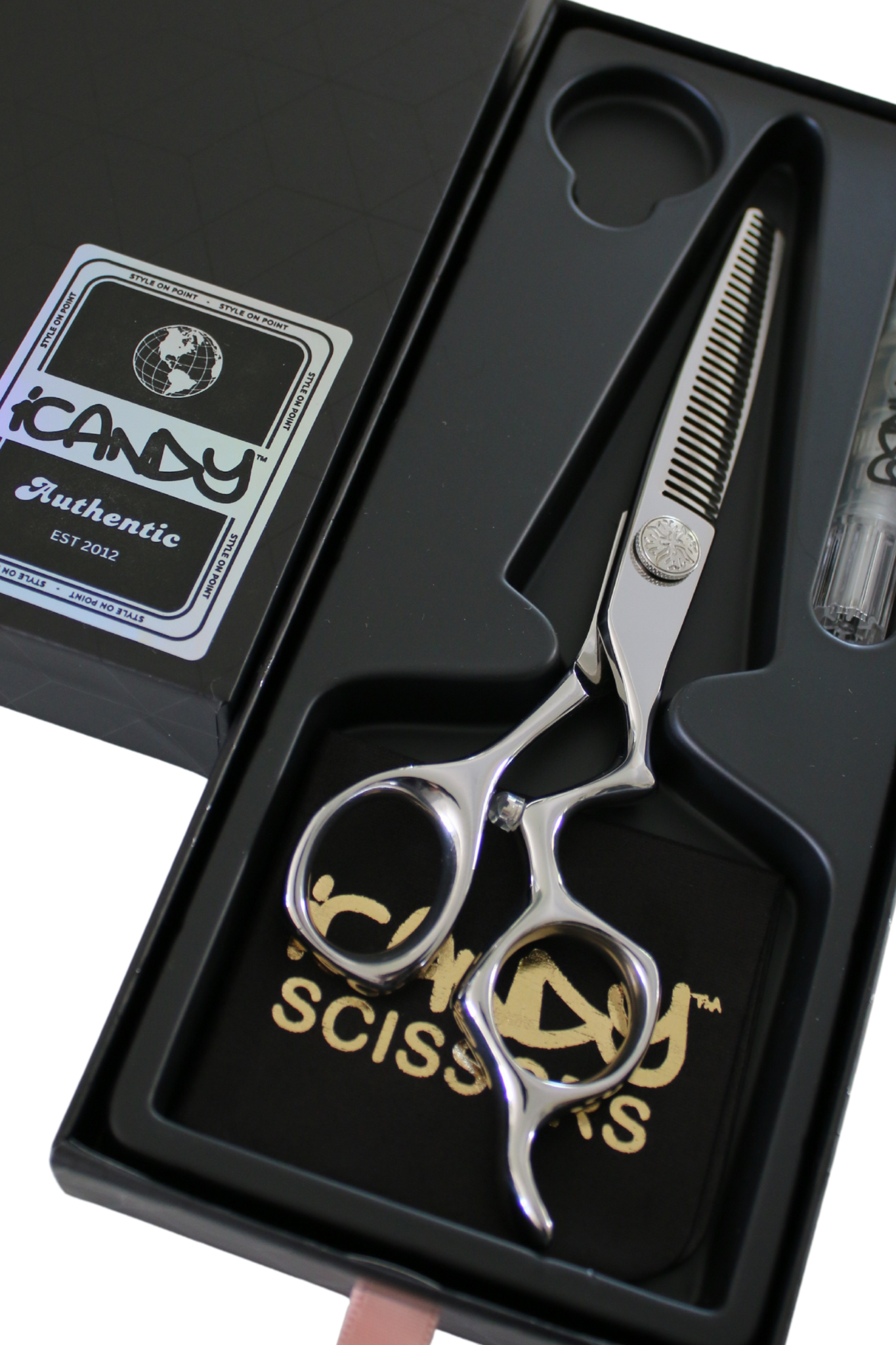 Right-handed iCandy ATHENA Hairdressing Barber Thinning Scissor 6.0 inch for blending, thinning, and finishing hairstyles in gift box