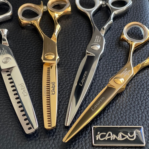 iCandy Scissors Laser Engraving – Professional Hairdressing and Barber Scissors Custom Engraving Service