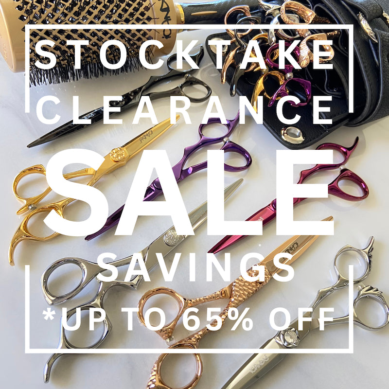iCandy Scissors stocktake clearance sale featuring premium professional hairdressing and barber scissors