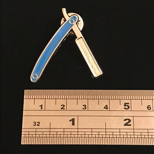 iCandy Barber Blue Cut Throat Razor Lapel Pin - iCandy Scissors
