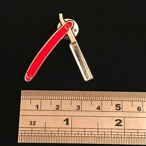 iCandy Barber Red Cut Throat Razor Lapel Pin - iCandy Scissors