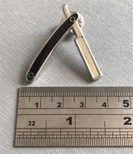 iCandy Barber Black Cut Throat Razor Lapel Pin - iCandy Scissors