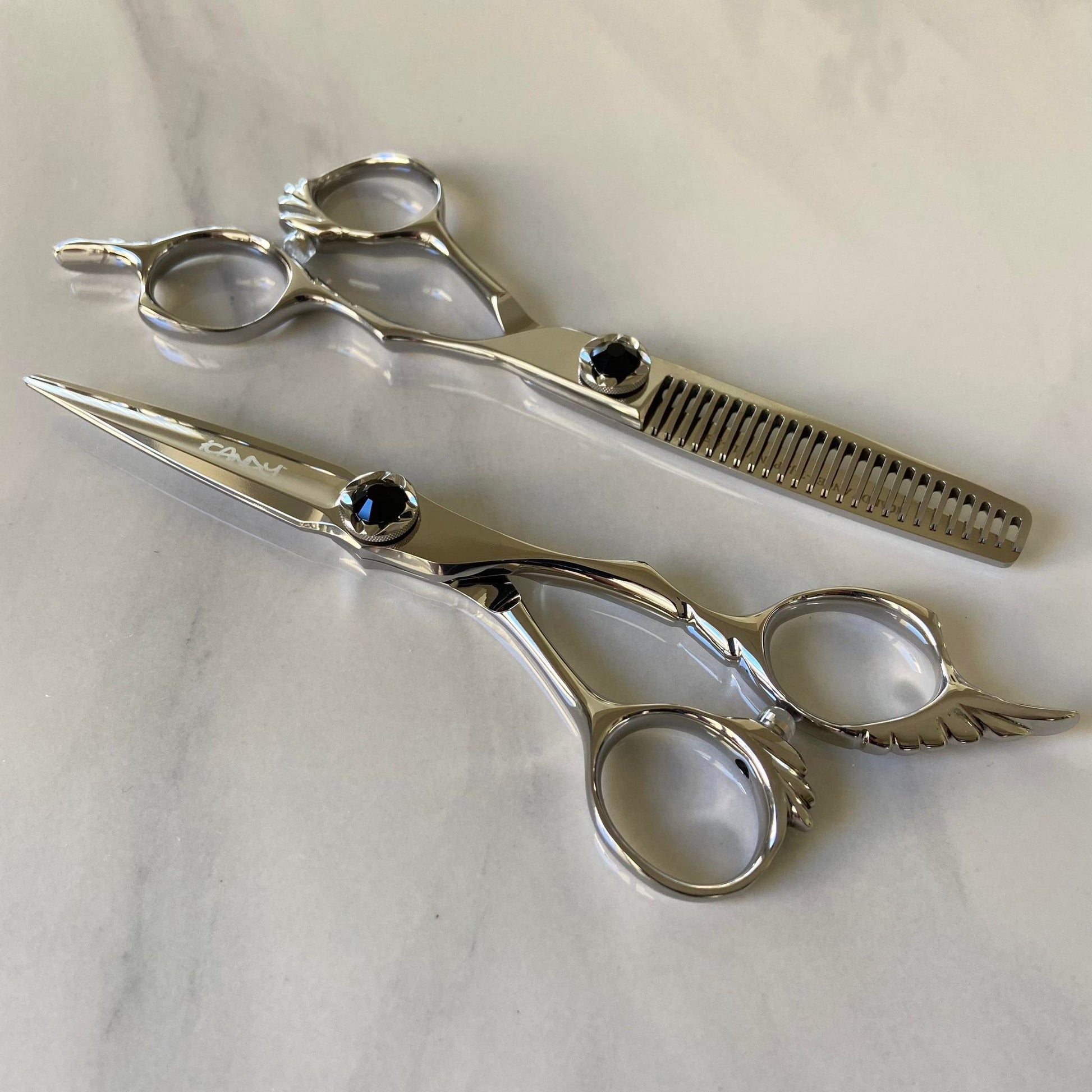 iCandy ANGEL Ice Black VG10 Scissor & Thinner Bundle 5.5 inch – professional hairdressing scissors Australia