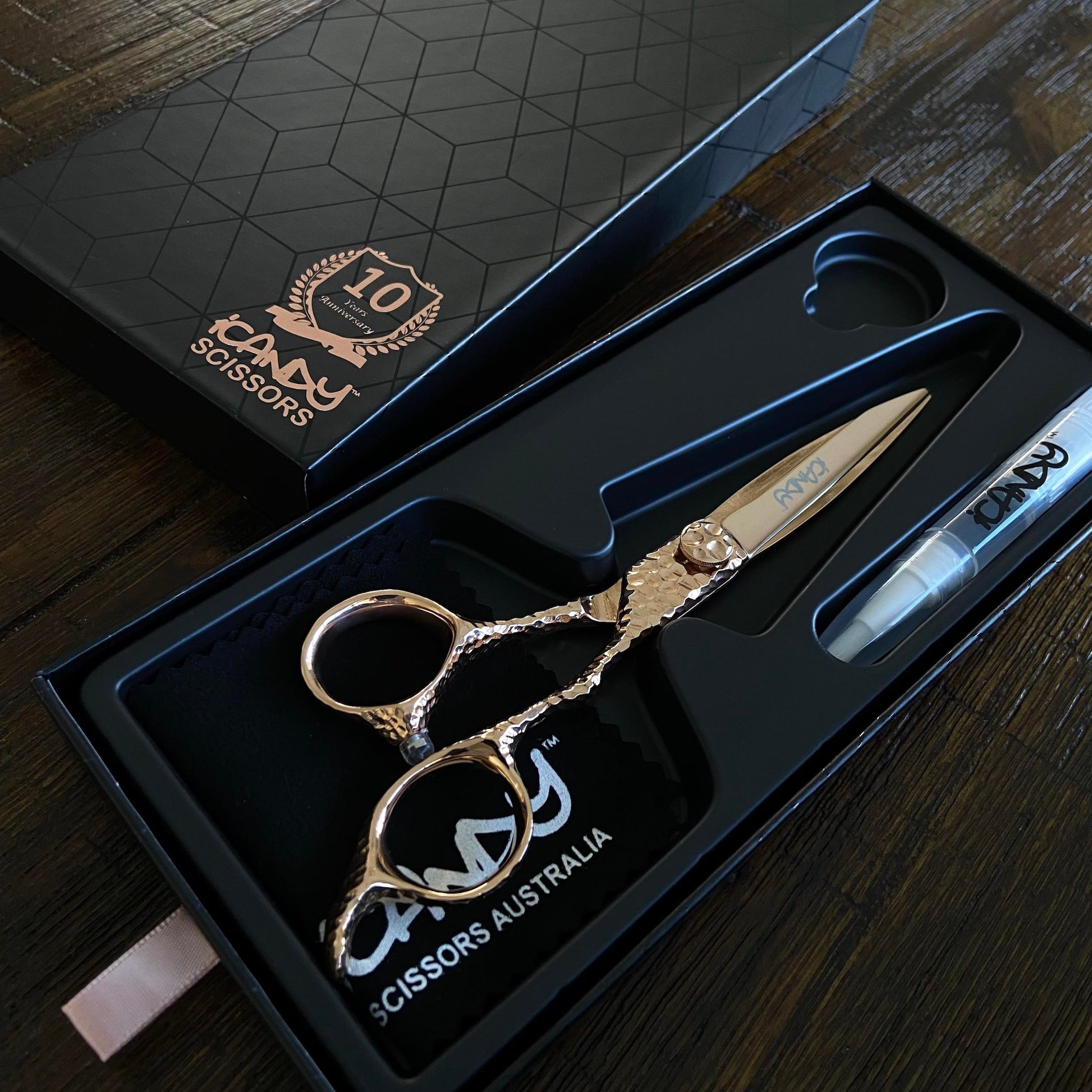 iCandy SWORD PRO Rose Gold VG10 6.1 inch hairdressing scissors – premium Japanese steel barber shears for professionals in gift box