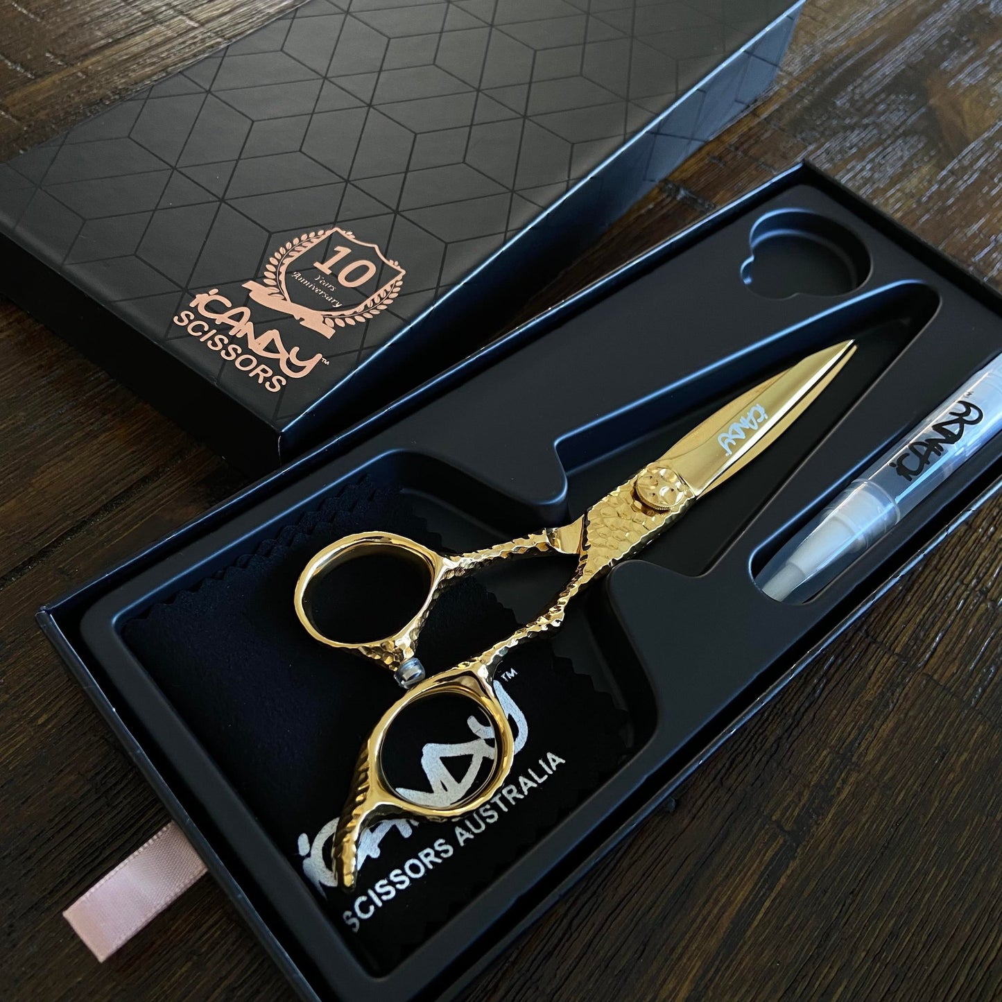 Luxury iCandy SWORD PRO VG10 Yellow Gold hairdressing scissor 6.1 inch – professional barber shears with presentation gift box