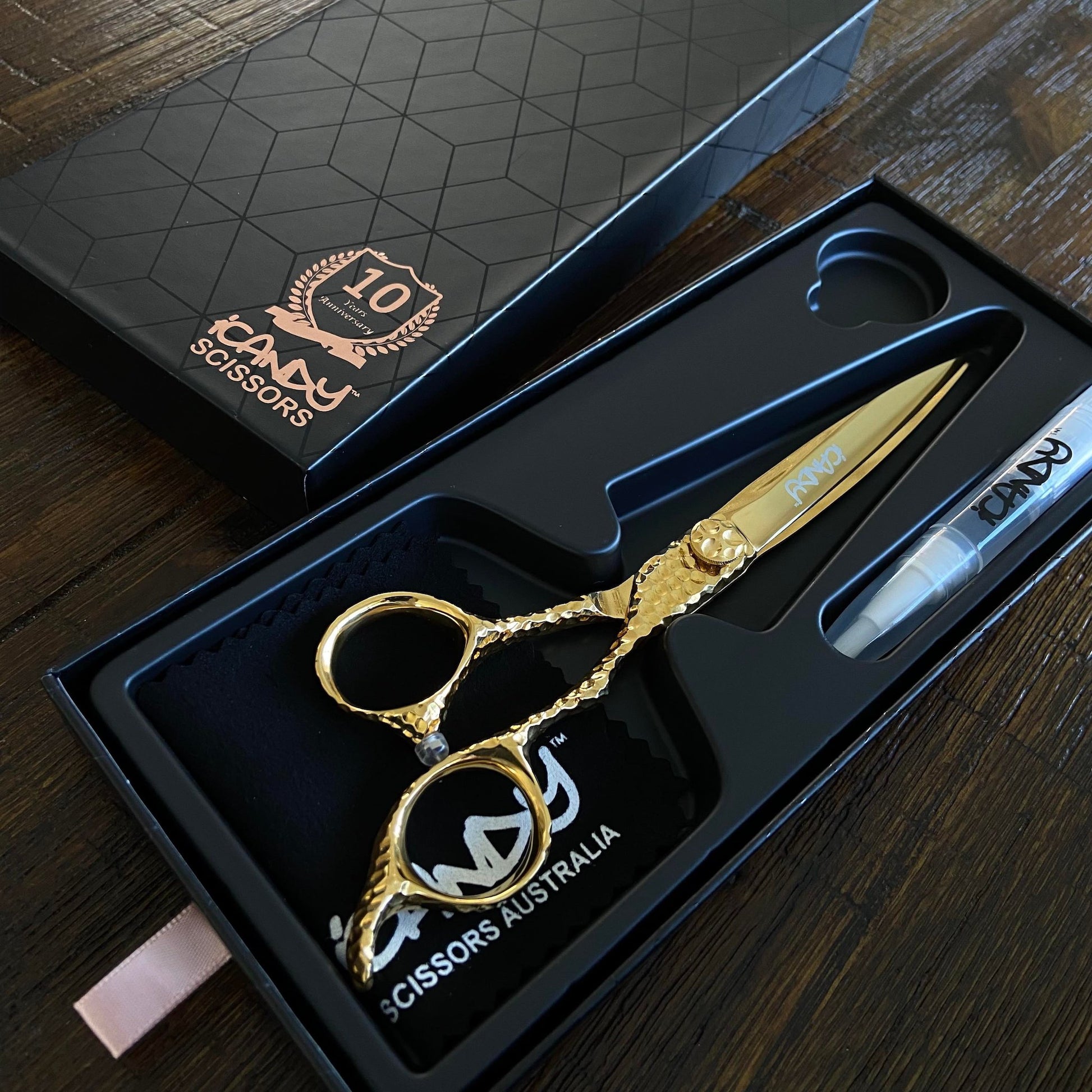 Luxury iCandy SWORD PRO VG10 Yellow Gold hairdressing scissor 6.6 inch – professional barber shears with presentation gift box