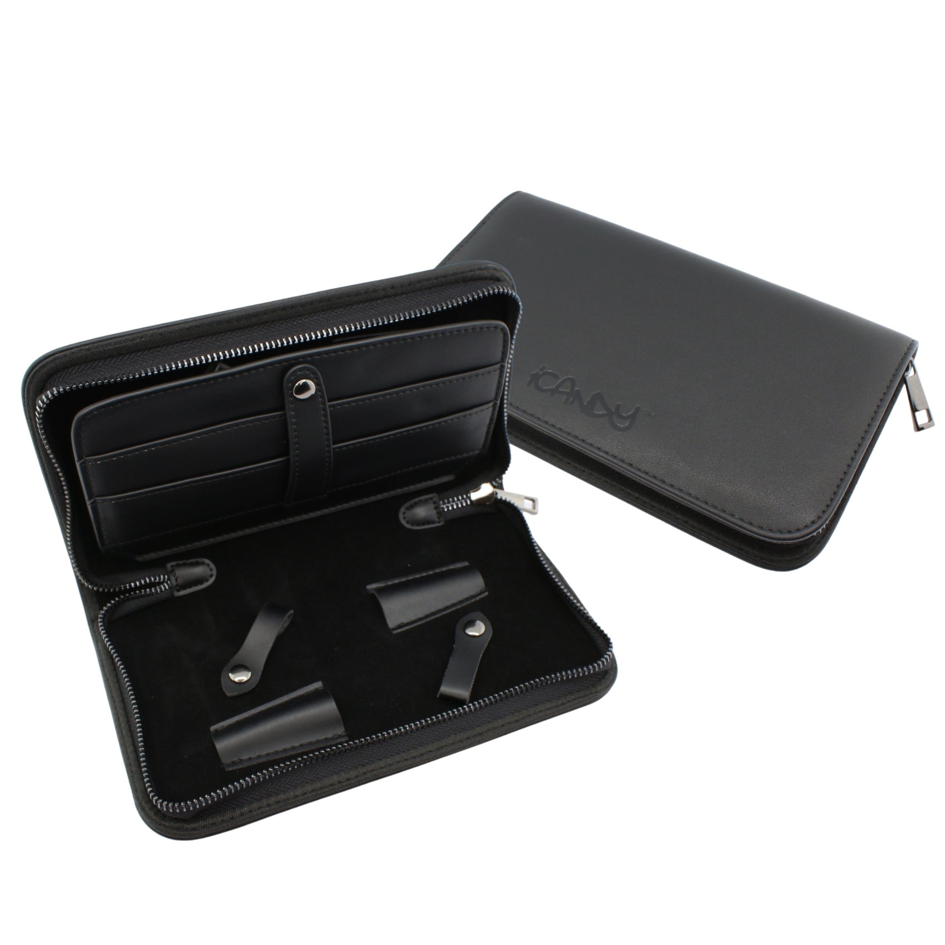 iCandy ALL STAR Black Leather 4pcs Scissor Zip Case Primary Pic1