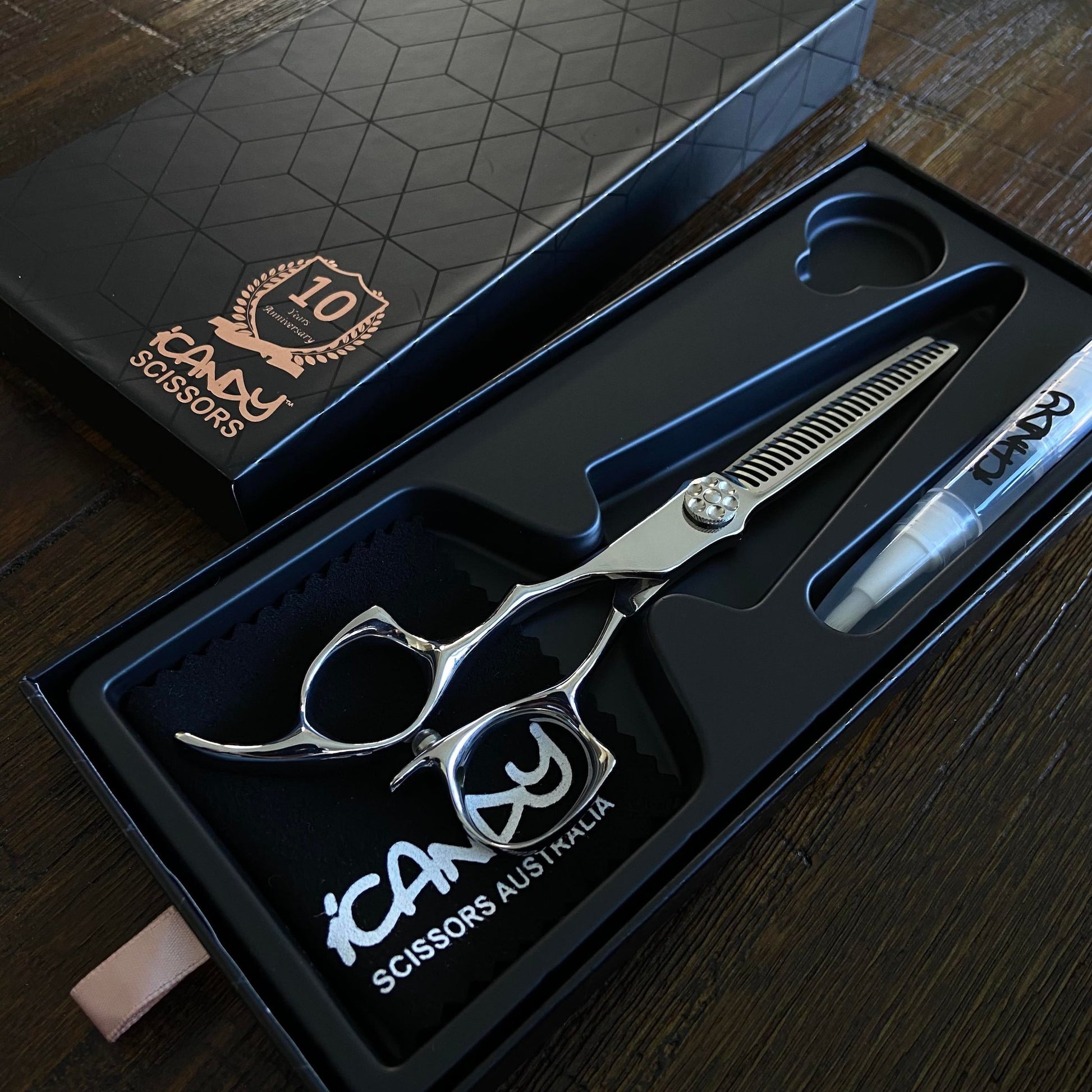 iCandy ALL STAR Silver LEFT HANDED Thinning Scissor 6.0" Open Box