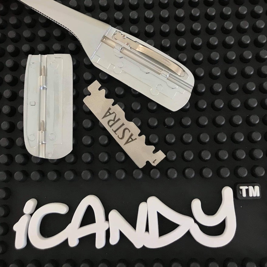 iCandy Pro Series II Barber Cut Throat Razors Blade Assembly Open Pic1