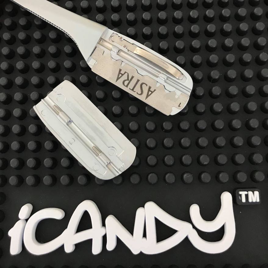 iCandy Pro Series II Barber Cut Throat Razors Blade Assembly Open Pic2